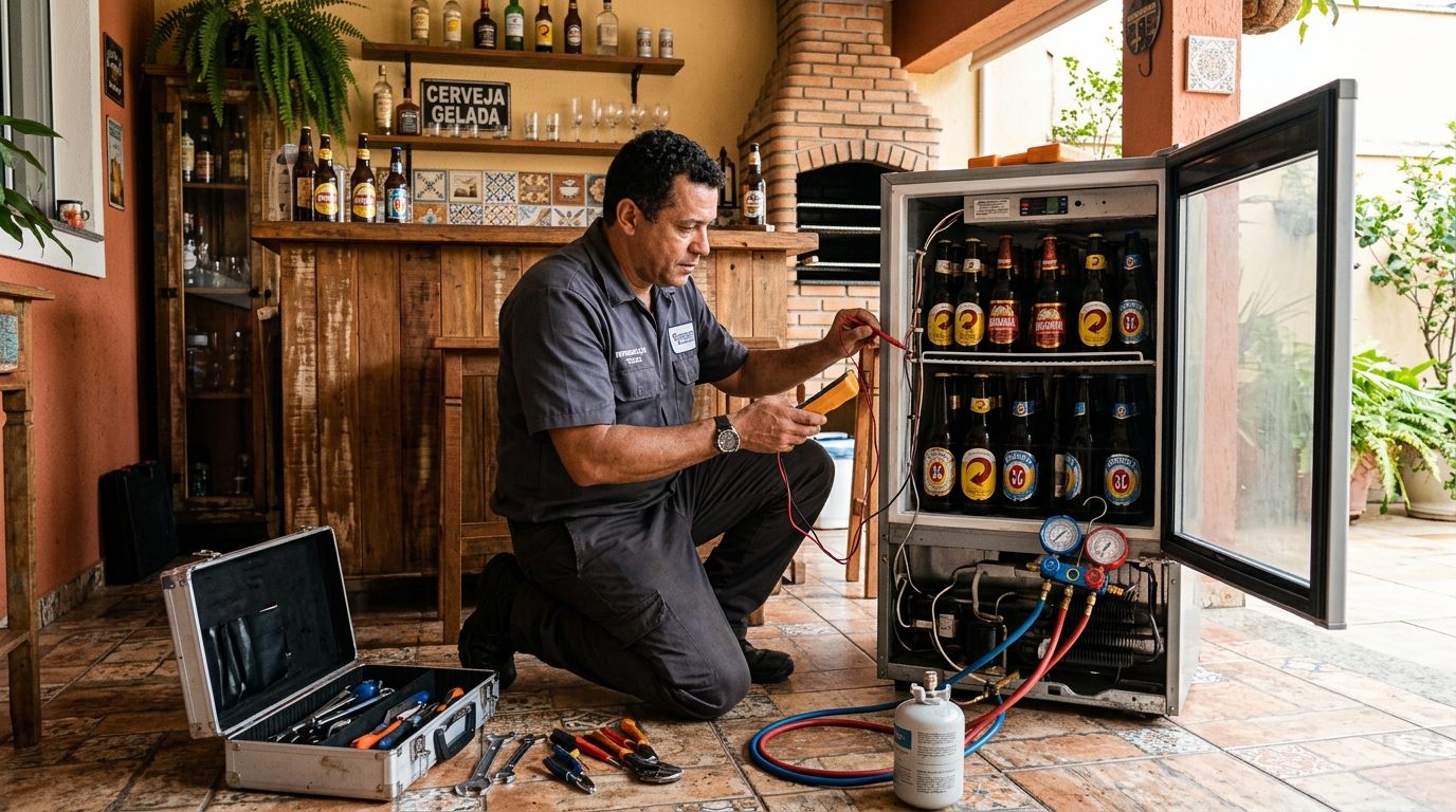 Recarga de gás no circuito de refrigeração de uma cervejeira em Contagem‑MG